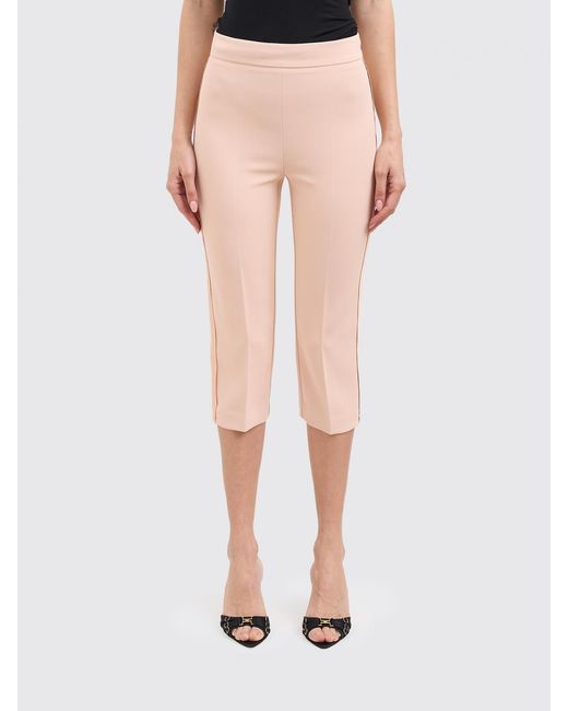Elisabetta Franchi Pink Crêpe Cropped Fit Trousers