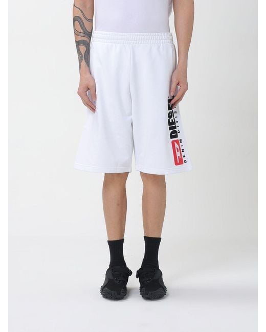 DIESEL White Cotton Shorts for men