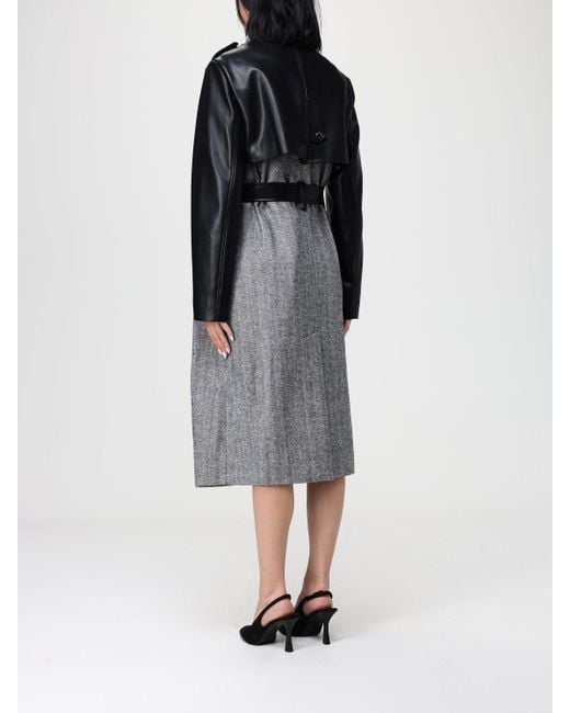 Karl Lagerfeld Gray Belted Herringbone Coat