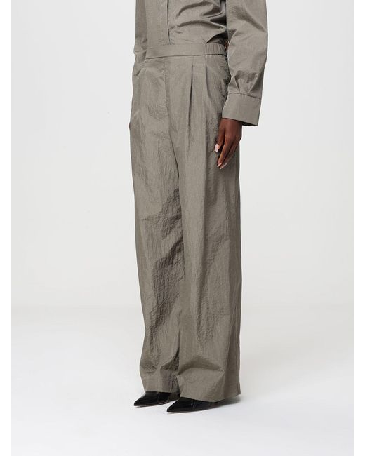Max Mara Gray Crinkled Taffeta Trousers
