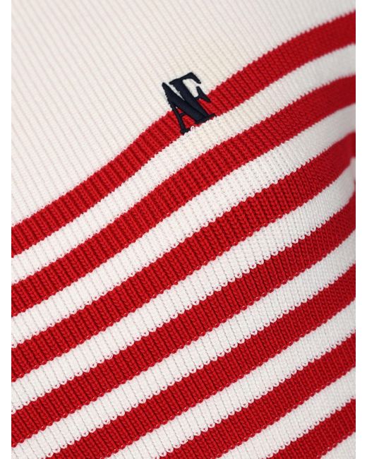 Alberta Ferretti Red Striped Cotton Crew-Neck Pullover
