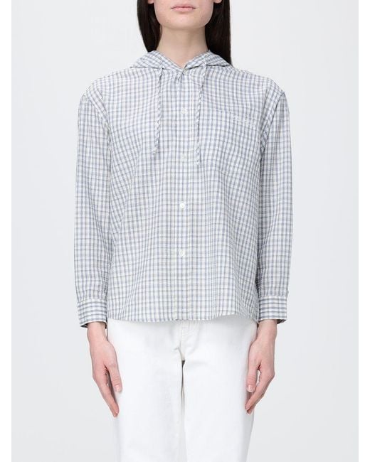 DUNST White Checked Cotton Hooded Shirt By