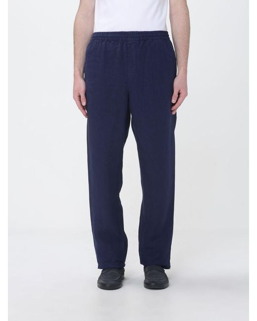 Aspesi Blue Wide-Leg Linen Trousers for men