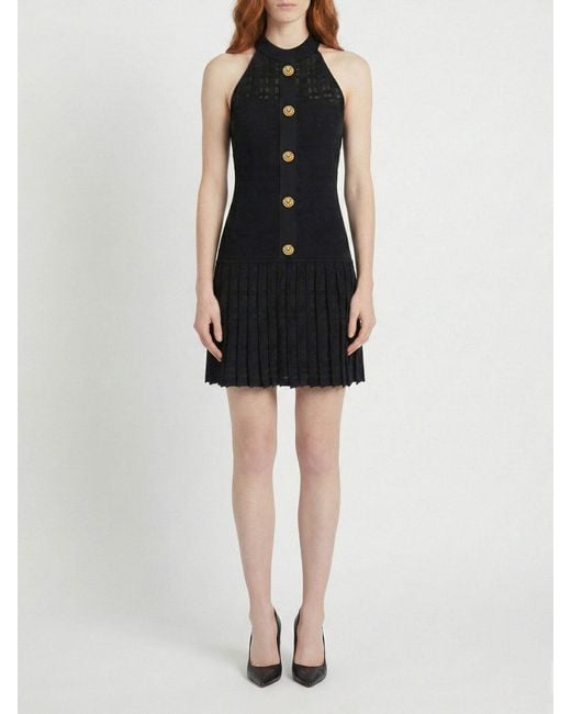 Balmain Black Viscose Blend Dress With Buttons