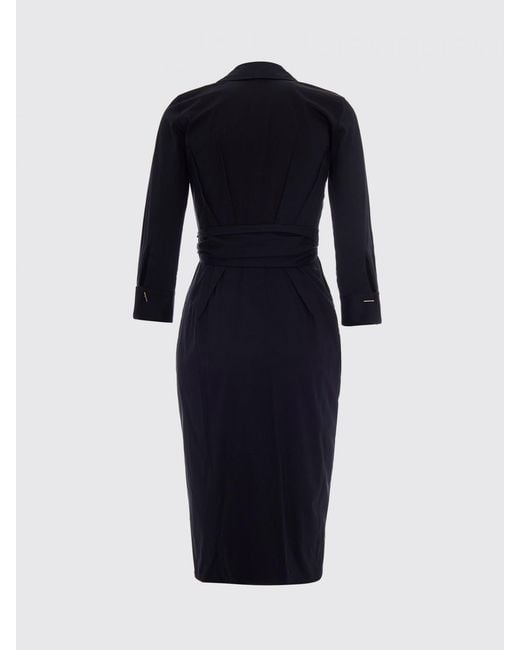 Elisabetta Franchi Blue Stretch Cotton Midi Dress