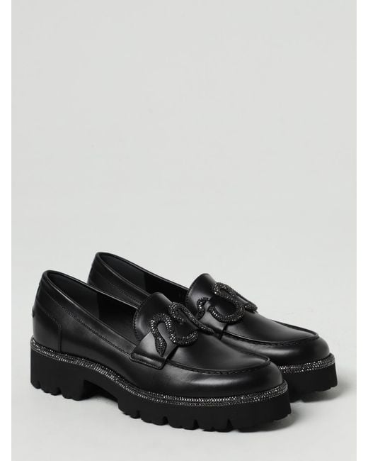 Rene Caovilla Black René Caovilla Morgana Leather Mocassins With Application