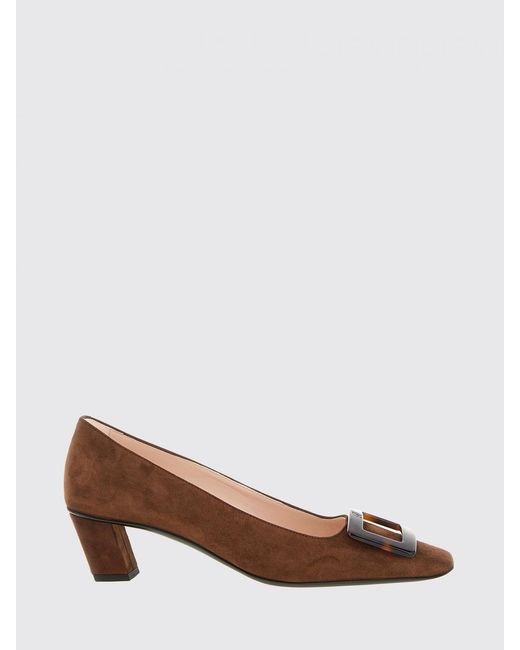 Roger Vivier Brown Suede Pumps With Buckle And Low Heel