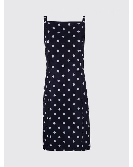 Patou Blue Polka Dot Crêpe Mini Dress