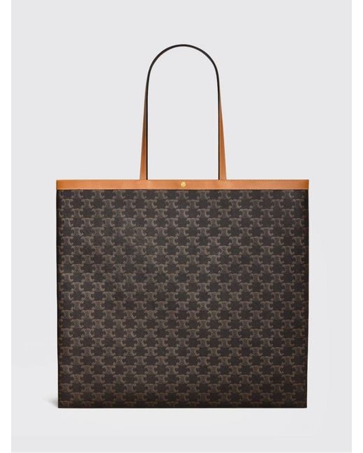 Céline Gray Triomphe Fabric Tote Bag With Logo