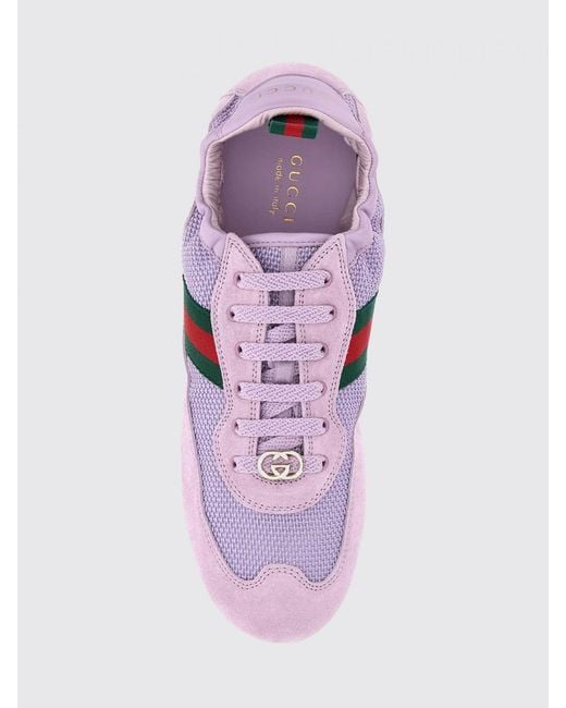 Gucci Purple Shift Suede And Mesh Sneakers