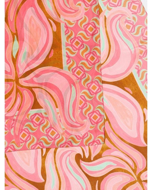 Stola Muse in seta stampata di Maliparmi in Pink
