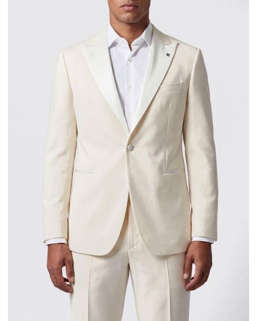 Tagliatore Natural Pure Virgin Wool Tuxedo Jacket With One-Button Closure for men