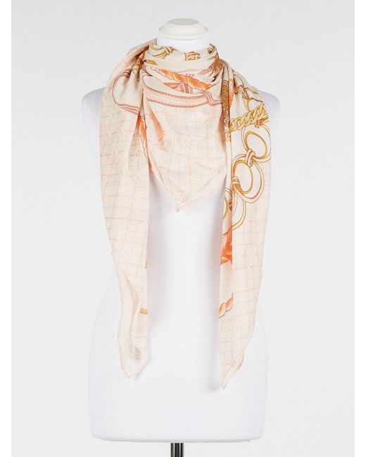 Twinset White Viscose Scarf With Chain Print