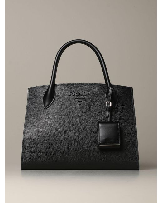 Prada Leather Handbag in Black - Lyst