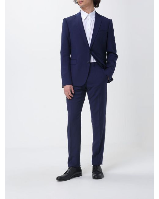Emporio Armani Blue Single-Breasted Virgin Wool Suit for men