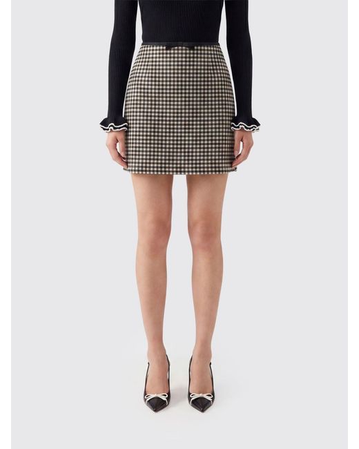 Valentino Black Checked Virgin Wool And Cashmere Skirt