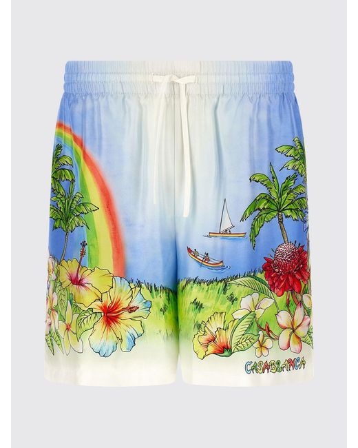 Casablanca Green Silk Shorts for men