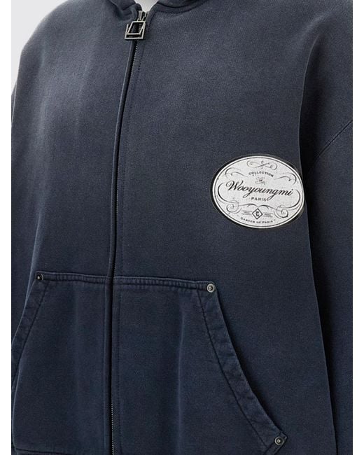 Wooyoungmi Blue Zip-Up Hoodie for men