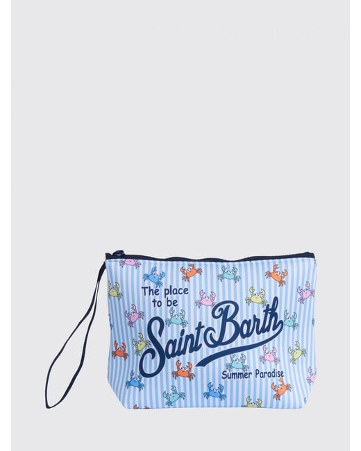 Mc2 Saint Barth Blue Aline Striped Polyester Pouch for men