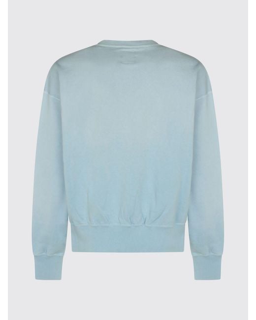 Maison Kitsuné Blue Maison Kitsun&Eacute Crewneck Cotton Sweatshirt With Contrast Logo for men
