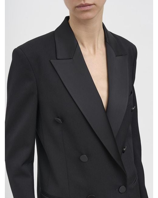 Dondup Gray Double Breasted Virgin Wool Blend Blazer