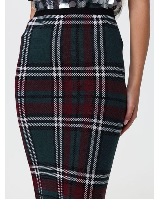 N°21 Blue Check Virgin Wool Knit Pencil Skirt With High Elasticated Waist