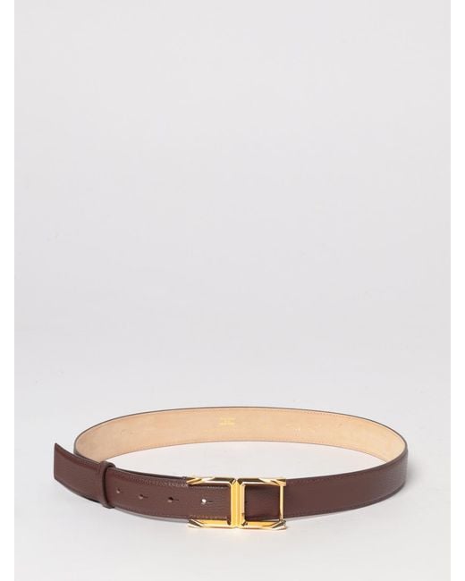 Elisabetta Franchi Brown Hammered Leather Belt