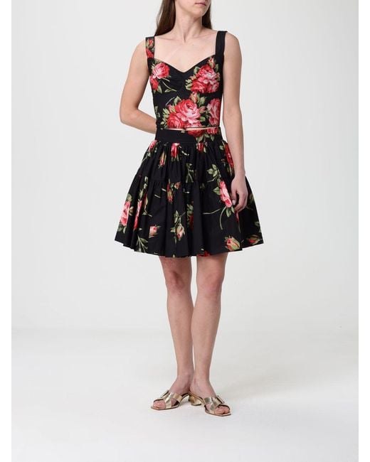 Dolce & Gabbana Red Dolce &Amp Gabbana Floral Cotton Blend Corset Top