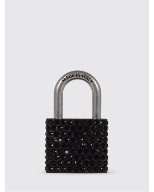 Balenciaga White Padlock Metal Keychain With Set Rhinestones