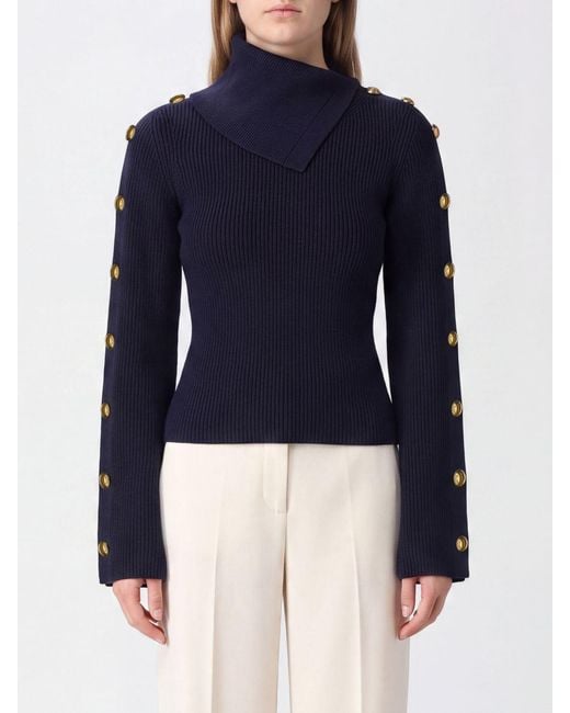 Elisabetta Franchi Blue Slim Fit Viscose Jersey Turtleneck Jumper