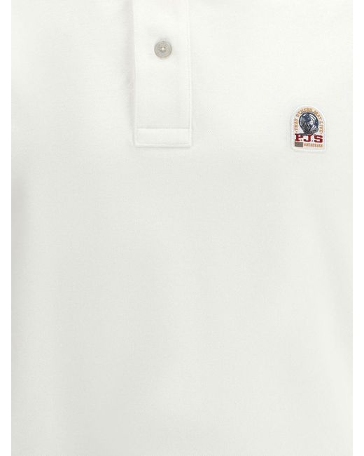 Parajumpers White Cotton Polo Shirt With Logo for men