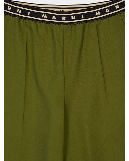 Marni Green Virgin Wool Palazzo Trousers