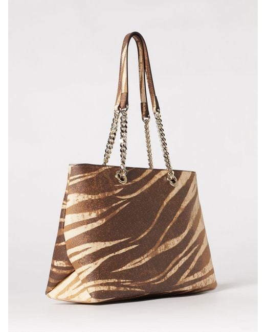 Just Cavalli Natural Zebra Print Twill Bag