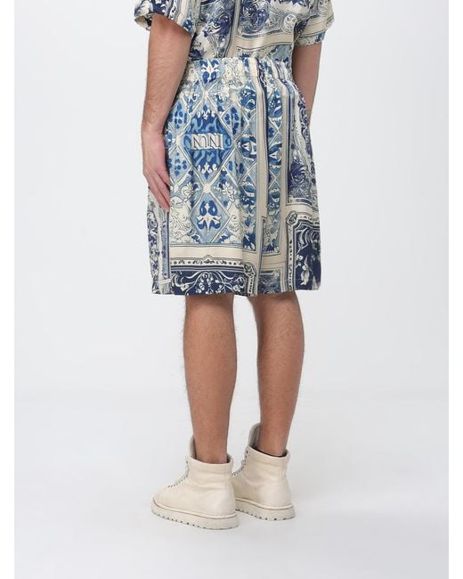 Ih Nom Uh Nit Blue Viscose Shorts With Floral Print for men