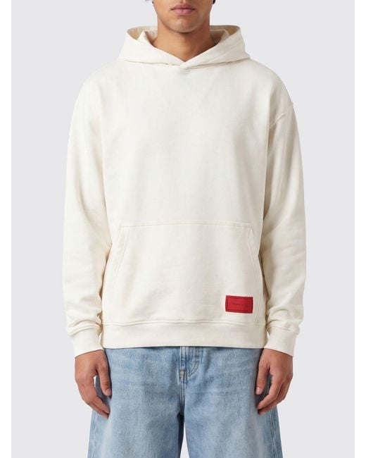 Vision Of Super White Cotton Hoodie With Hearts Print And Pocket for men