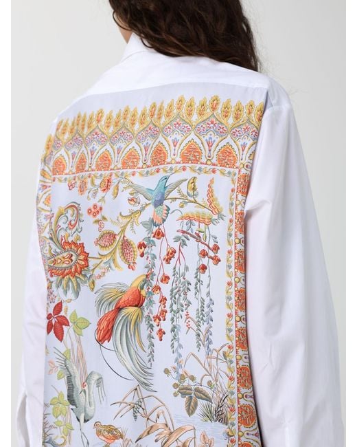 Etro White Cotton Shirt With Paisley Print