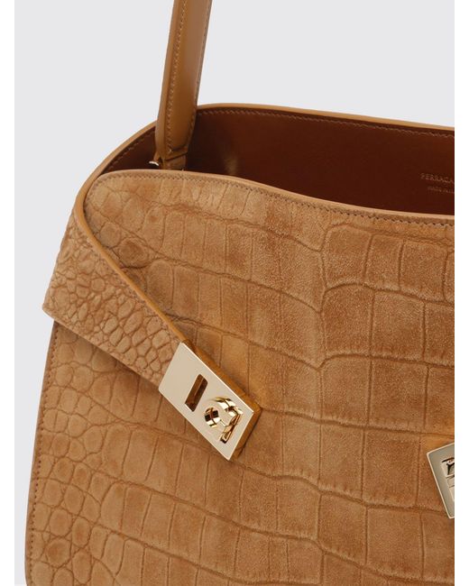 Ferragamo Brown Hug Soft Shoulder Bag (M)