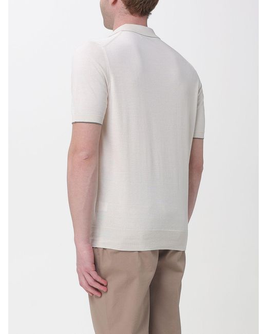Brunello Cucinelli White Cotton Knit Polo Shirt for men