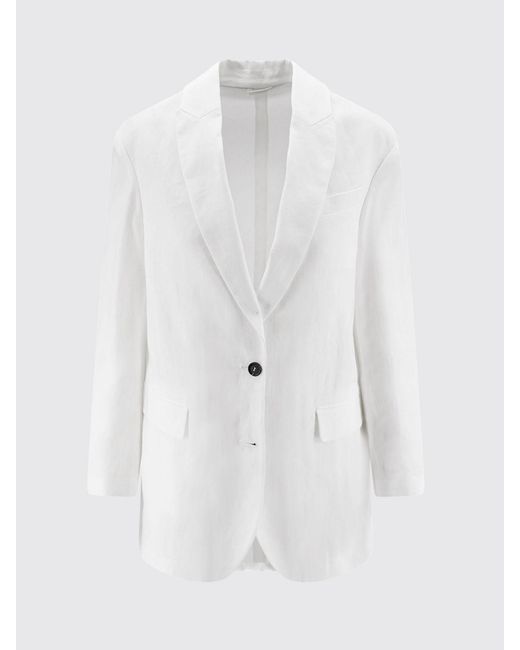 Brunello Cucinelli White Two-Button Single-Breasted Cotton Blazer for men