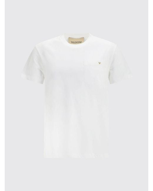 Valentino White Slim Fit Vlogo Signature Cotton Pocket T-Shirt for men