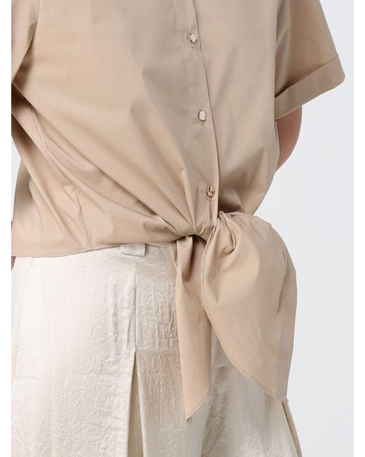 Liu Jo Natural Cropped Cotton Shirt