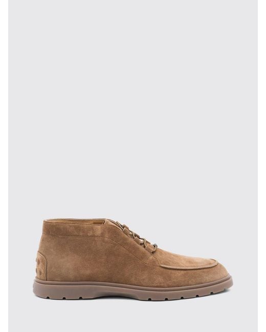 Tod's Brown Suede Calfskin Chukka Boots With Round Toe And Rubber Sole for men