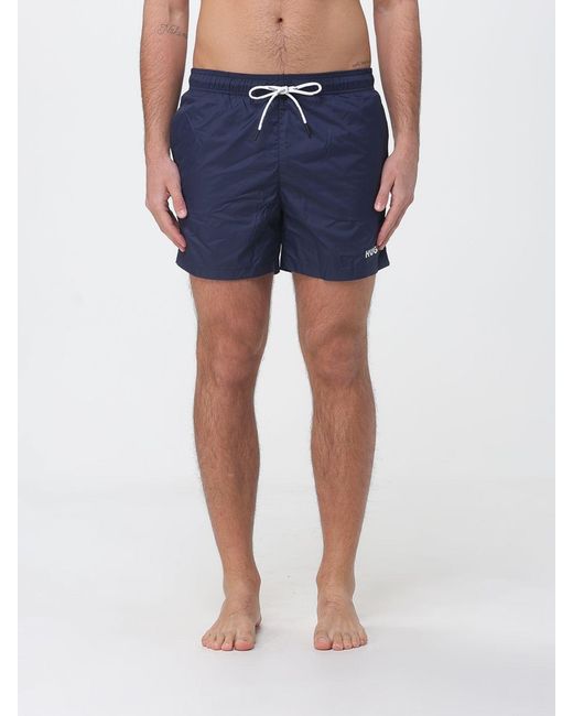 HUGO Blue Polyester Boxer Swim Trunks for men
