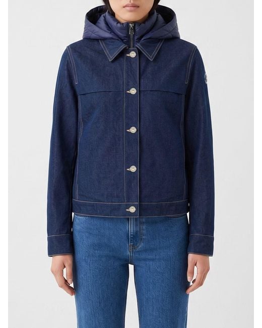 Colmar Blue Short Cotton-Blend Jacket With A Removable Hood And Classic Collar