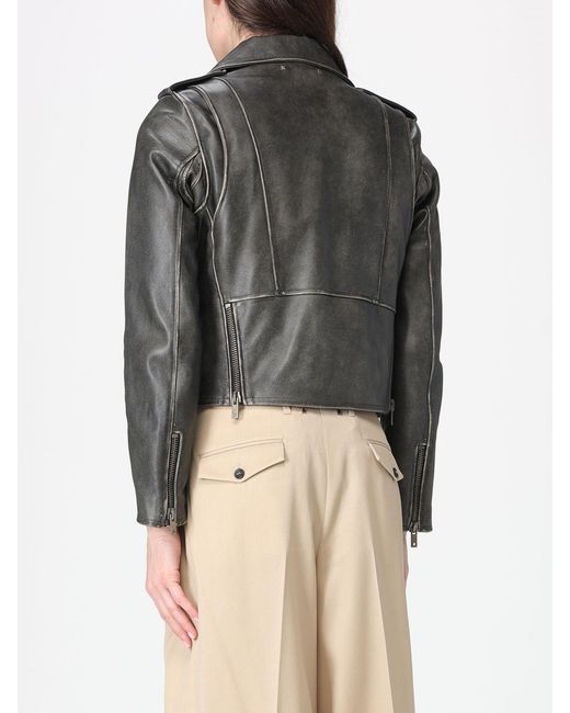 Golden Goose Deluxe Brand Gray Distressed Leather Biker Jacket