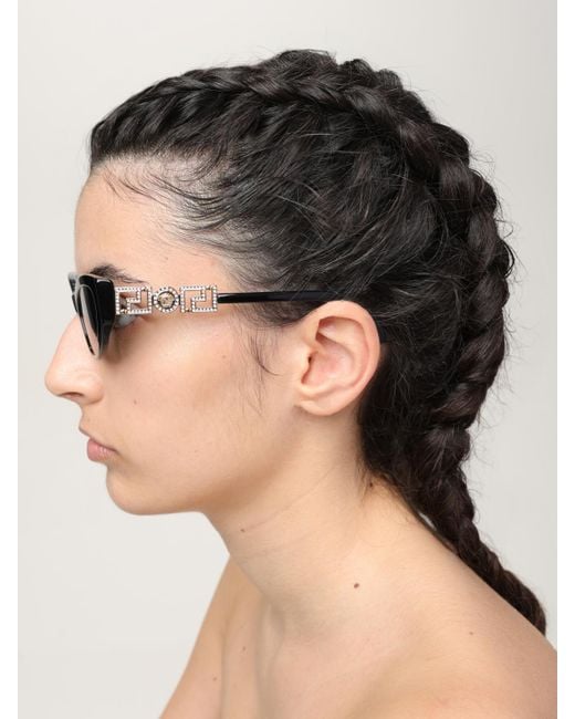 Versace Natural Greca Sunglasses Cateye Design