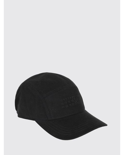 MM6 by Maison Margiela Black Cotton Baseball Cap for men