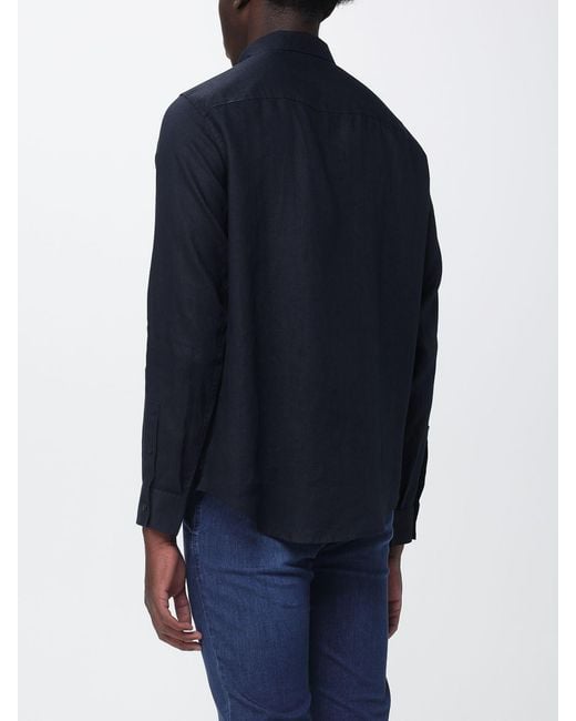 ARMANI EXCHANGE Blue Linen Basic Shirt for men