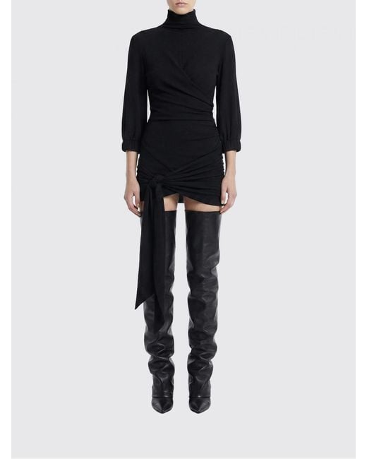 The Attico Black Draped Silk Blend Blouse