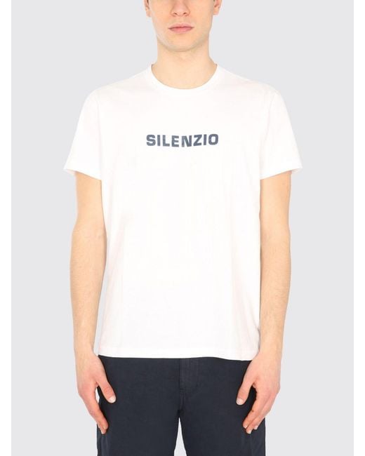 Aspesi White Cotton T-Shirt With Slogan for men